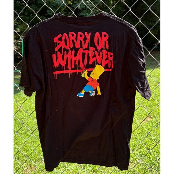 The Simpsons Bart XL Graphic Tee “Sorry or Whatever” Spray Paint Shirt - Picture 2 of 7
